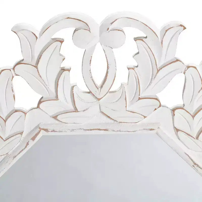 Specchio da parete ottagonale bianco, cornice in legno, 30 pollici