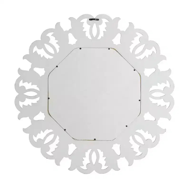 Specchio da parete ottagonale bianco, cornice in legno, 30 pollici