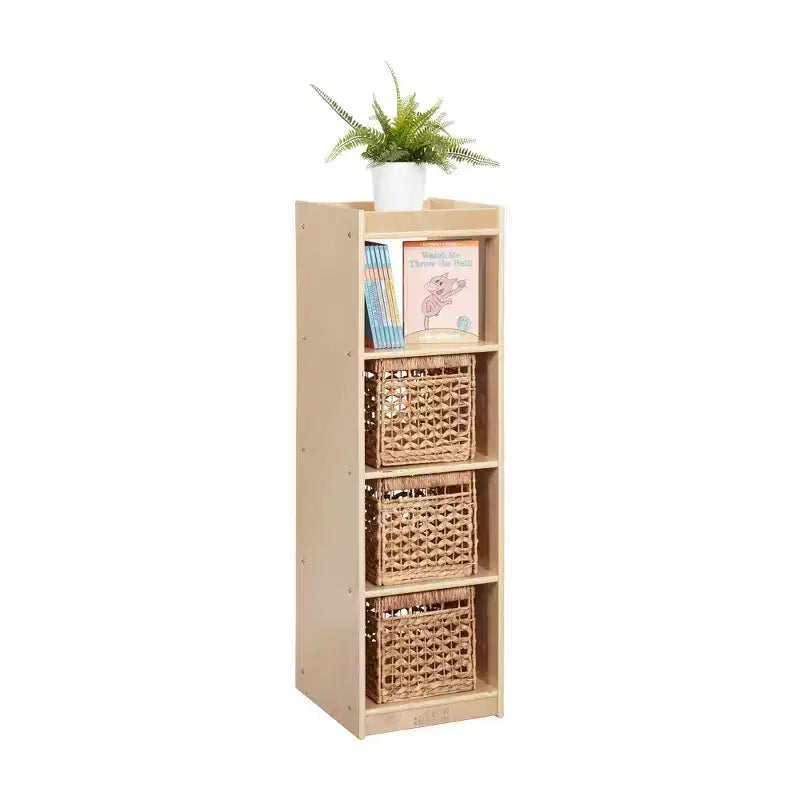 Organizzatore portaoggetti verticale a doppia faccia con 4 cubi, finitura effetto legno grigio / naturale / effetto legno bianco, per 1 utente