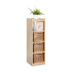 Organizzatore portaoggetti verticale a doppia faccia con 4 cubi, finitura effetto legno grigio / naturale / effetto legno bianco, per 1 utente