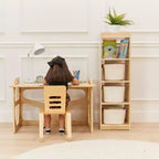 Organizzatore portaoggetti verticale a doppia faccia con 4 cubi, finitura effetto legno grigio / naturale / effetto legno bianco, per 1 utente