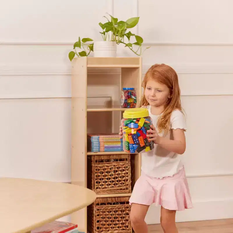 Organizzatore portaoggetti verticale a doppia faccia con 4 cubi, finitura effetto legno grigio / naturale / effetto legno bianco, per 1 utente
