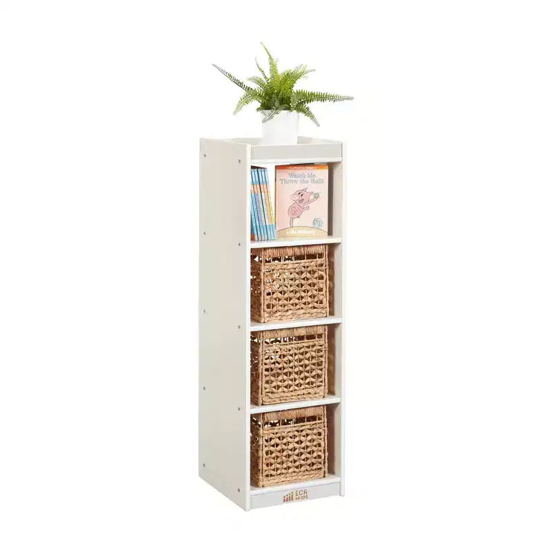 Organizzatore portaoggetti verticale a doppia faccia con 4 cubi, finitura effetto legno grigio / naturale / effetto legno bianco, per 1 utente