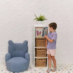 Organizzatore portaoggetti verticale a doppia faccia con 4 cubi, finitura effetto legno grigio / naturale / effetto legno bianco, per 1 utente