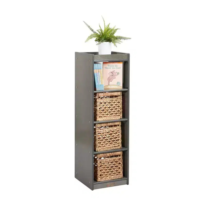 Organizzatore portaoggetti verticale a doppia faccia con 4 cubi, finitura effetto legno grigio / naturale / effetto legno bianco, per 1 utente