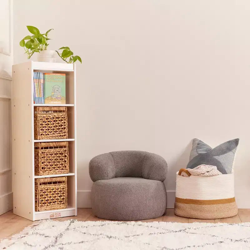 Organizzatore portaoggetti verticale a doppia faccia con 4 cubi, finitura effetto legno grigio / naturale / effetto legno bianco, per 1 utente