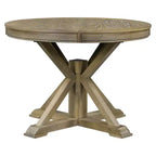 Tavolo rotondo allungabile con prolunga da 30 cm, 6 posti - Espresso / Legno Naturale Lavato / Rovere Legno Naturale Bianco Sporco