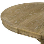 Tavolo rotondo allungabile con prolunga da 30 cm, 6 posti - Espresso / Legno Naturale Lavato / Rovere Legno Naturale Bianco Sporco