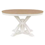 Tavolo rotondo allungabile con prolunga da 30 cm, 6 posti - Espresso / Legno Naturale Lavato / Rovere Legno Naturale Bianco Sporco