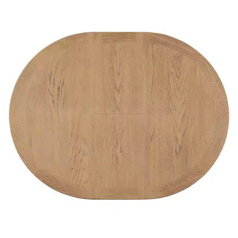 Tavolo rotondo allungabile con prolunga da 30 cm, 6 posti - Espresso / Legno Naturale Lavato / Rovere Legno Naturale Bianco Sporco