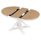 Tavolo rotondo allungabile con prolunga da 30 cm, 6 posti - Espresso / Legno Naturale Lavato / Rovere Legno Naturale Bianco Sporco