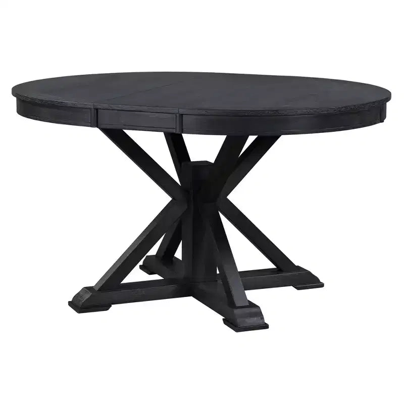 Tavolo rotondo allungabile con prolunga da 30 cm, 6 posti - Espresso / Legno Naturale Lavato / Rovere Legno Naturale Bianco Sporco