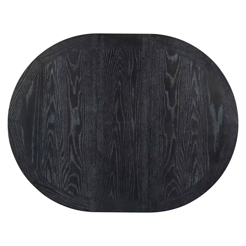 Tavolo rotondo allungabile con prolunga da 30 cm, 6 posti - Espresso / Legno Naturale Lavato / Rovere Legno Naturale Bianco Sporco