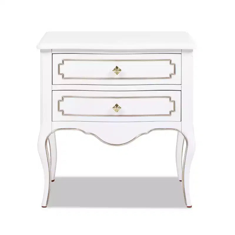 JTH LUXE Court 23.5 Wide Edwardian Storage Side Table, Soft White Birchwood