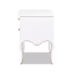 Tavolino Contenitore Bianco in Stile Edoardiano con 2 Cassetti, 1 Pezzo