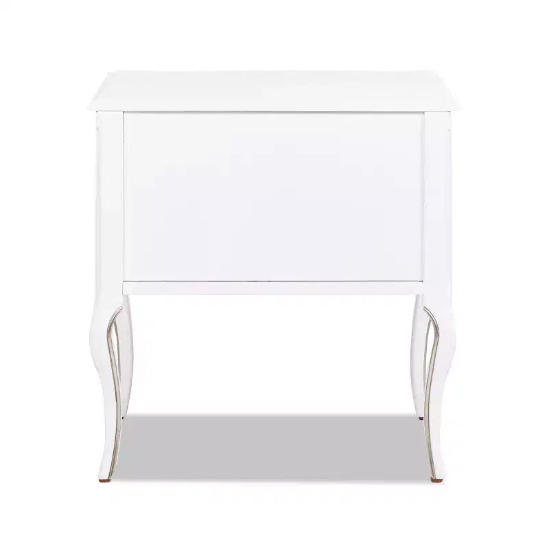 Tavolino Contenitore Bianco in Stile Edoardiano con 2 Cassetti, 1 Pezzo