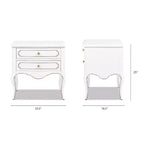 Tavolino Contenitore Bianco in Stile Edoardiano con 2 Cassetti, 1 Pezzo