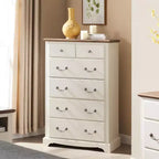 Vintage 6 Drawers Dresser, 48 Tall Wood Rustic Chset of Drawers for Bedroom, Living Room,Hallway