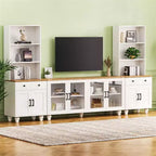 Set da parete da intrattenimento nero/noce e bianco/noce — Adatto a TV fino a 79", 3 pezzi