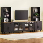 Set da parete da intrattenimento nero/noce e bianco/noce — Adatto a TV fino a 79", 3 pezzi