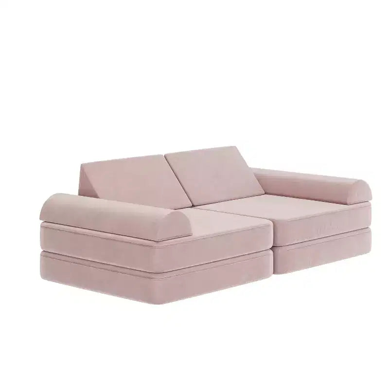 Divano modulare per bambini blu/rosa/grigio/salvia, trasformabile, 6 pezzi, per 2 persone