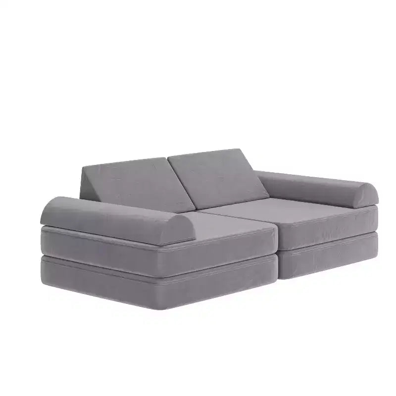 Divano modulare per bambini blu/rosa/grigio/salvia, trasformabile, 6 pezzi, per 2 persone