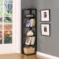 Kings Brand Furniture Wood Wall Corner Bookshelf with 5 Tiers for Living Room Bedroom, Espresso