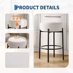 Sgabello da bar senza schienale rotondo grigio/bianco, 61 cm, set da 2