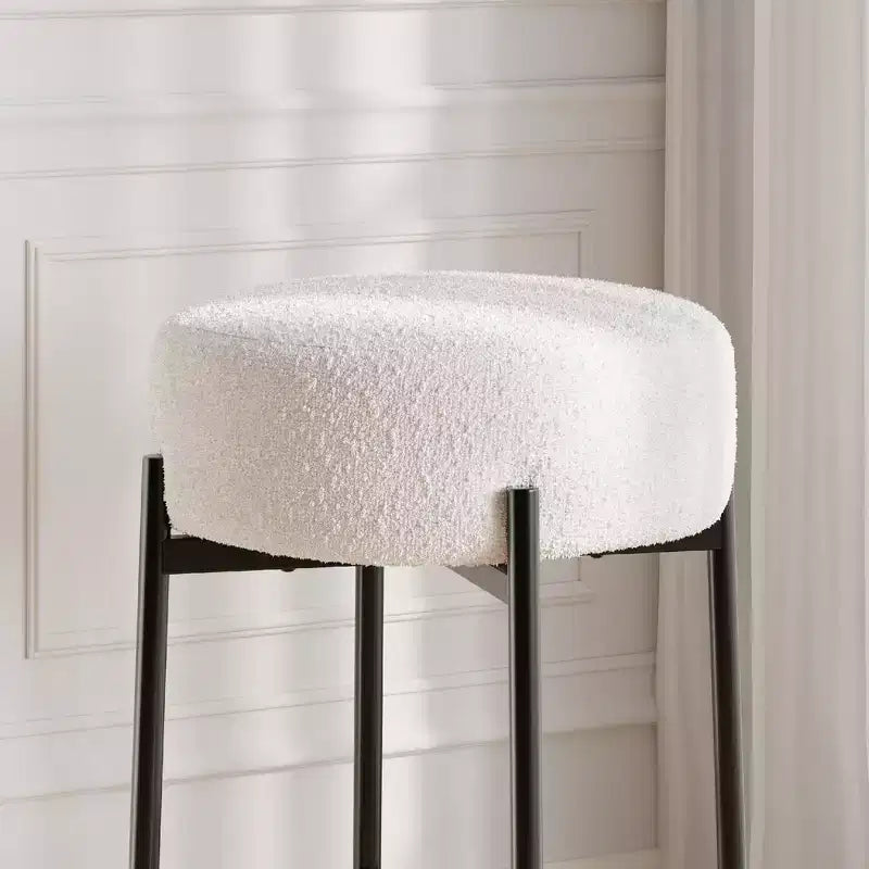 Sgabello da bar senza schienale rotondo grigio/bianco, 61 cm, set da 2