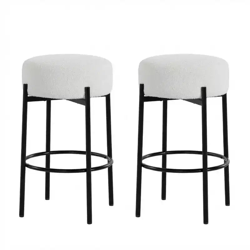 Sgabello da bar senza schienale rotondo grigio/bianco, 61 cm, set da 2