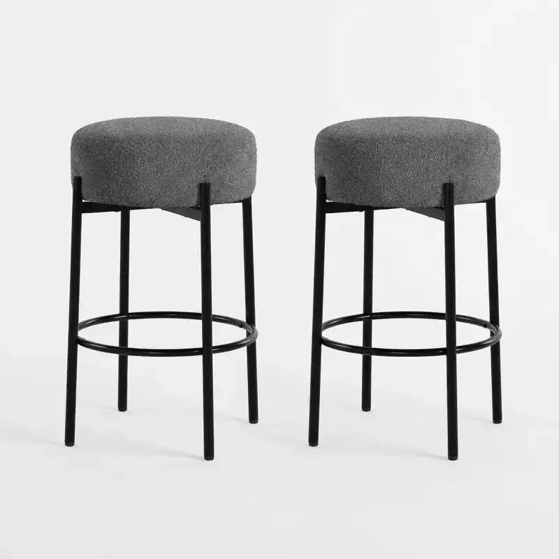 Sgabello da bar senza schienale rotondo grigio/bianco, 61 cm, set da 2
