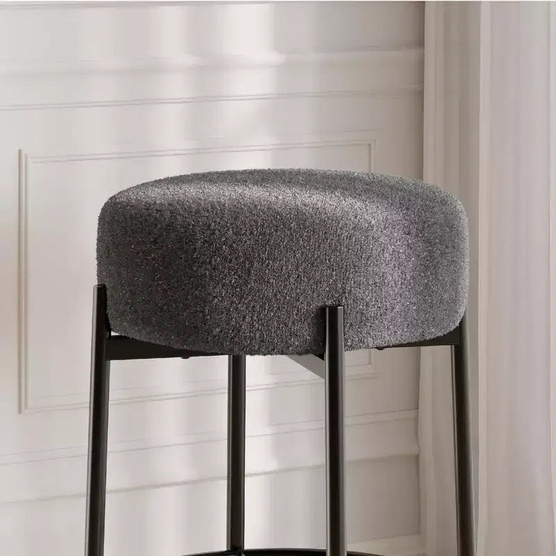 Sgabello da bar senza schienale rotondo grigio/bianco, 61 cm, set da 2