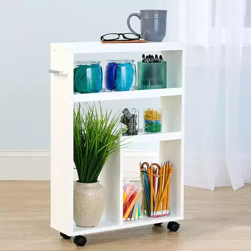 Carrello a rotelle da bagno in acciaio a più ripiani, colore argento, utente singolo