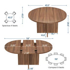 Tavolo da pranzo rotondo allungabile in nero / noce / legno, 4-8 posti a sedere