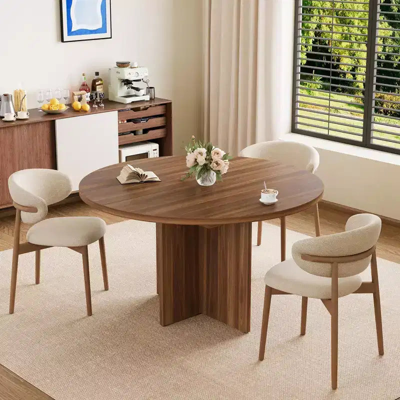 Tavolo da pranzo rotondo allungabile in nero / noce / legno, 4-8 posti a sedere