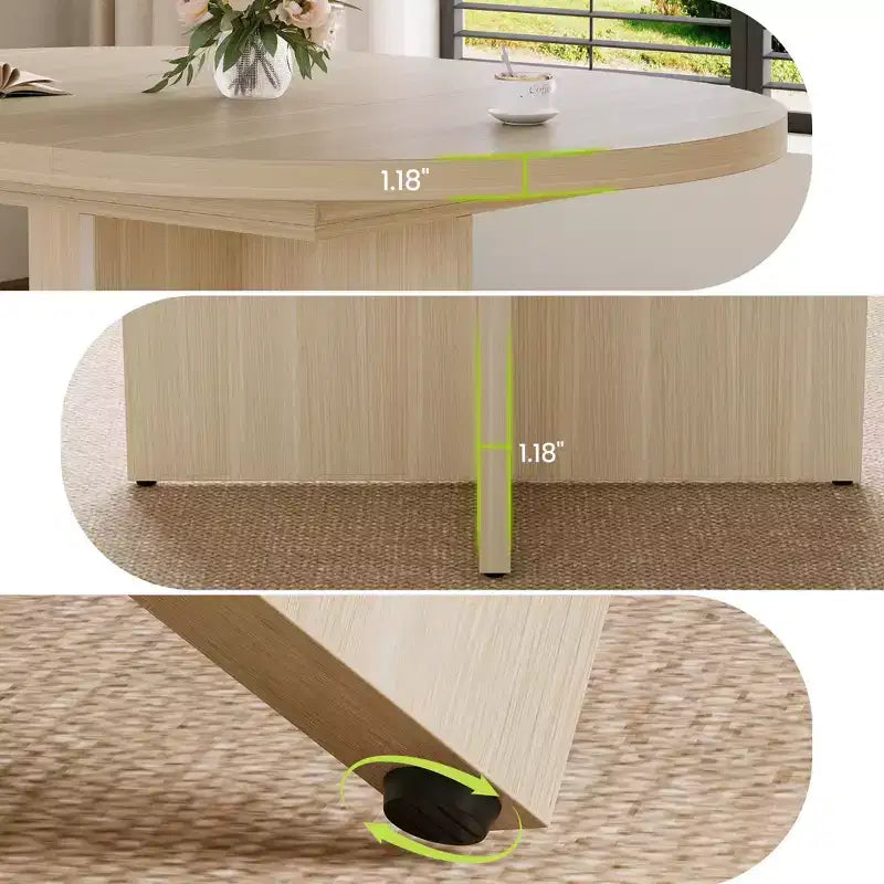 Tavolo da pranzo rotondo allungabile in nero / noce / legno, 4-8 posti a sedere