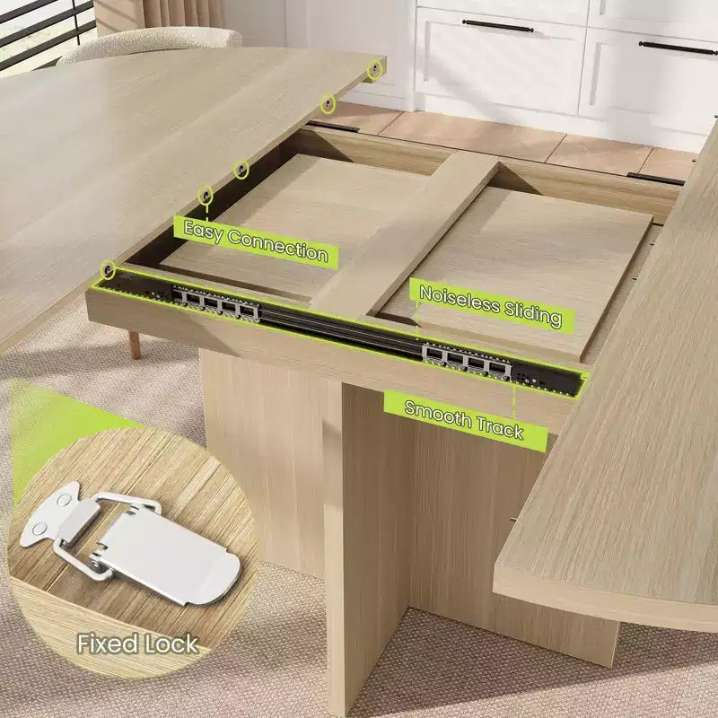 Tavolo da pranzo rotondo allungabile in nero / noce / legno, 4-8 posti a sedere