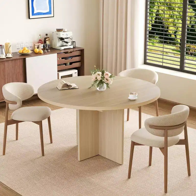 Tavolo da pranzo rotondo allungabile in nero / noce / legno, 4-8 posti a sedere