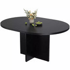 Tavolo da pranzo rotondo allungabile in nero / noce / legno, 4-8 posti a sedere