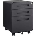 3 Drawer File Cabinet with Lock, Under Desk Mobile Filing Cabinet for A4/Letter/Legal Size, 5 Wheel Metal File Cabinets