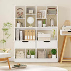 Libreria alta naturale/bianca con cassetto e 7 cubi aperti, 1-2 pz