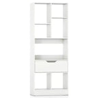 Libreria alta naturale/bianca con cassetto e 7 cubi aperti, 1-2 pz
