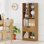 Libreria alta naturale/bianca con cassetto e 7 cubi aperti, 1-2 pz