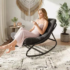 Poltrona a dondolo Papasan oversize beige / grigia / tortora, seduta singola, per interni ed esterni