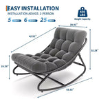 Poltrona a dondolo Papasan oversize beige / grigia / tortora, seduta singola, per interni ed esterni