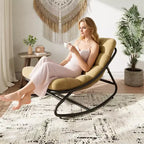 Poltrona a dondolo Papasan oversize beige / grigia / tortora, seduta singola, per interni ed esterni