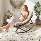 Poltrona a dondolo Papasan oversize beige / grigia / tortora, seduta singola, per interni ed esterni
