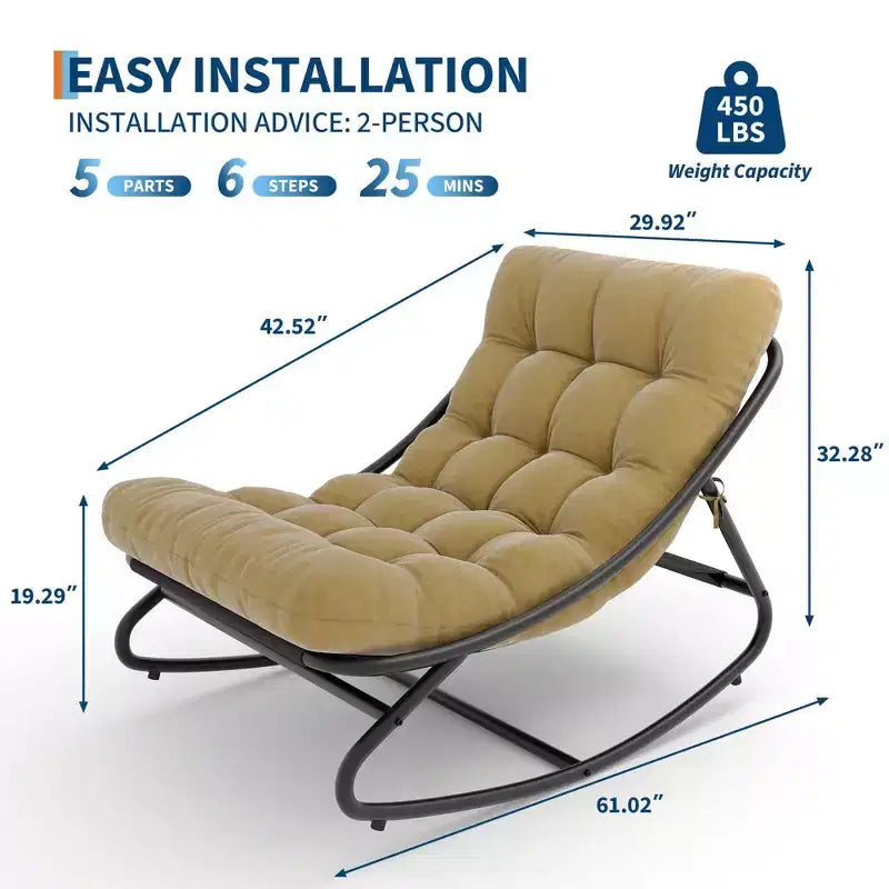Poltrona a dondolo Papasan oversize beige / grigia / tortora, seduta singola, per interni ed esterni