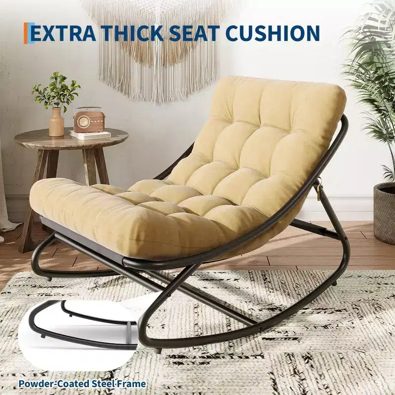 Poltrona a dondolo Papasan oversize beige / grigia / tortora, seduta singola, per interni ed esterni