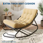 Poltrona a dondolo Papasan oversize beige / grigia / tortora, seduta singola, per interni ed esterni